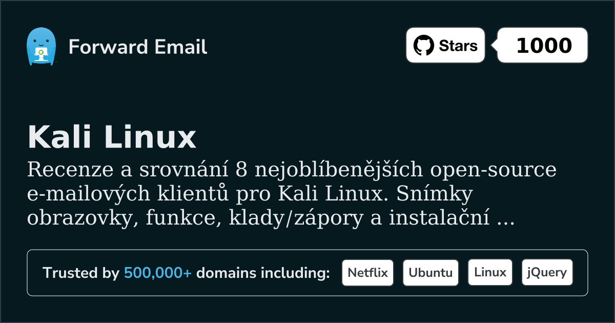 8 nejoblíbenějších open source e-mailových klientů pro Kali Linux 2026