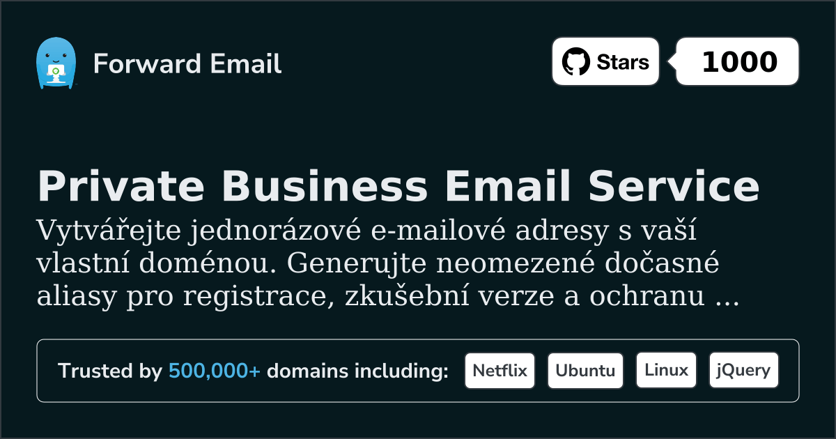 Jednorázové e-mailové adresy | Dočasné aliasy pro vlastní domény