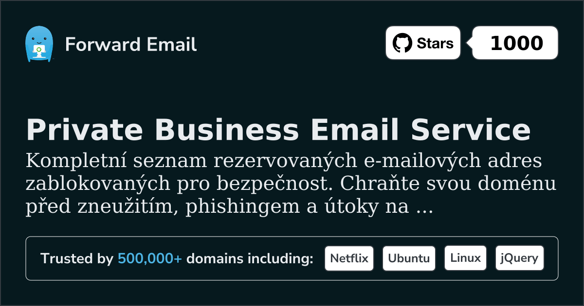 Rezervované e-mailové adresy | 1250+ zablokovaných adres pro bezpečnost