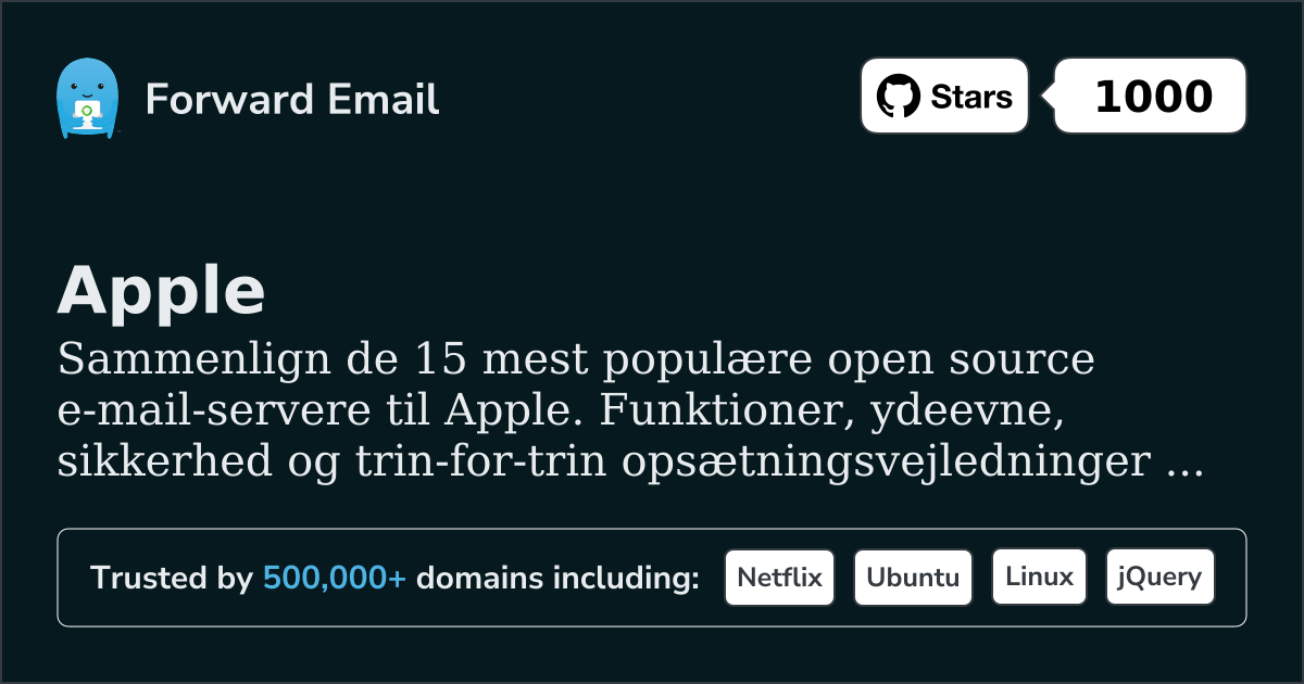 15 mest populære open source e-mailservere til Apple 2026