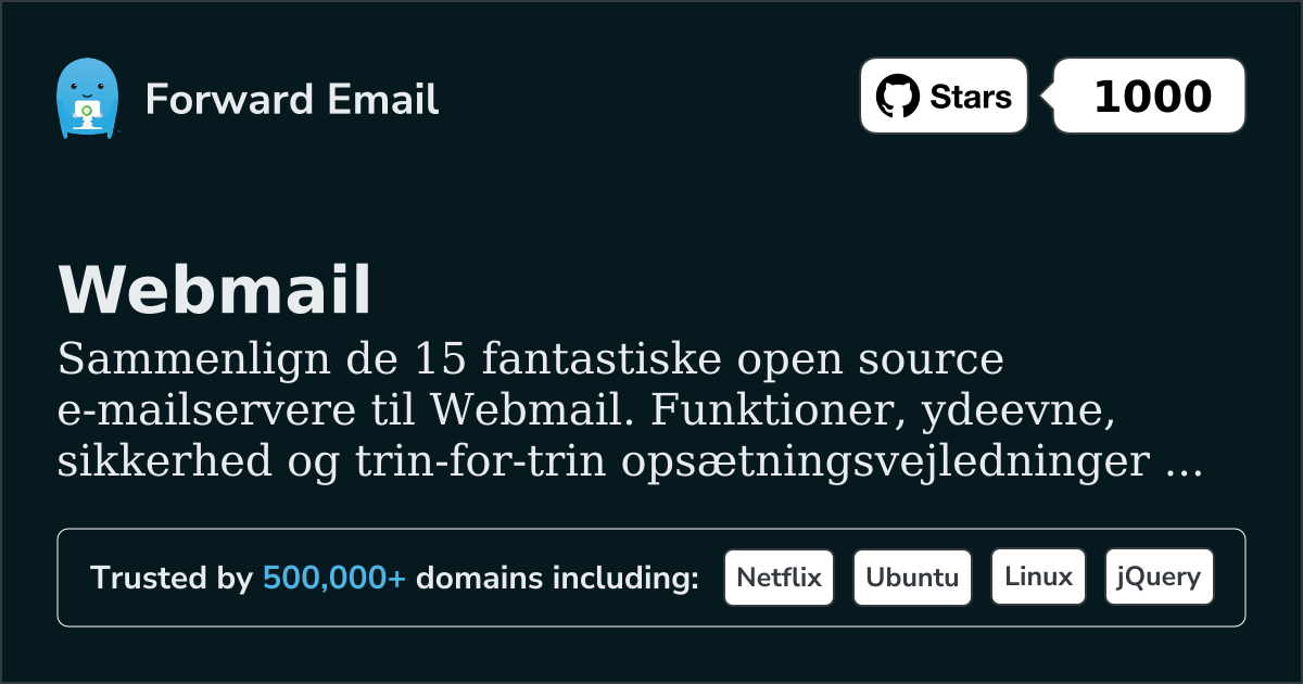 15 Fantastiske Open Source Email Servere for Webmail 2026
