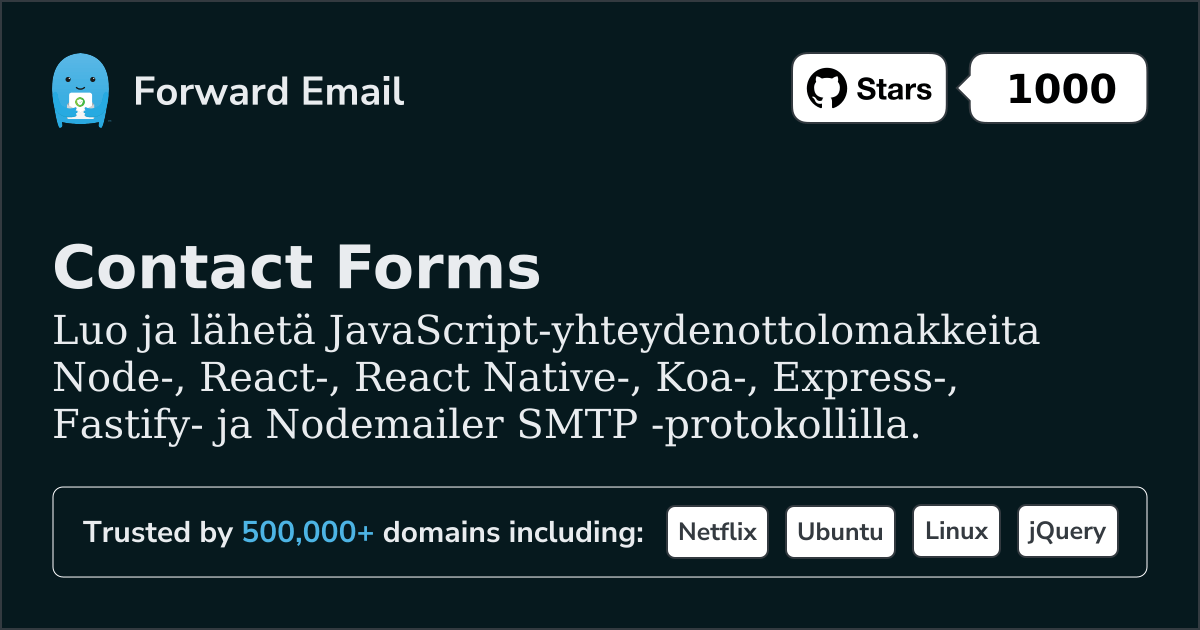 JavaScript-yhteydenottolomakkeet Node.js