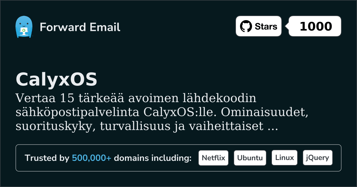 15 tärkeää avoimen lähdekoodin sähköpalvelinta CalyxOS 2026