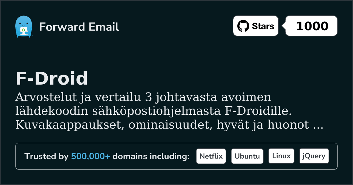 3 johtavaa avointa lähdekoodia olevaa sähköpostiohjelmaa F-Droid 2026