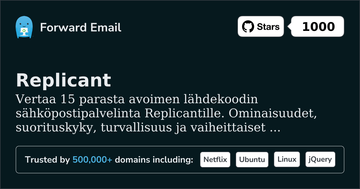 15 Suurinta Avoimen Lähdekoodin Sähköpostipalvelinta Replicant 2026