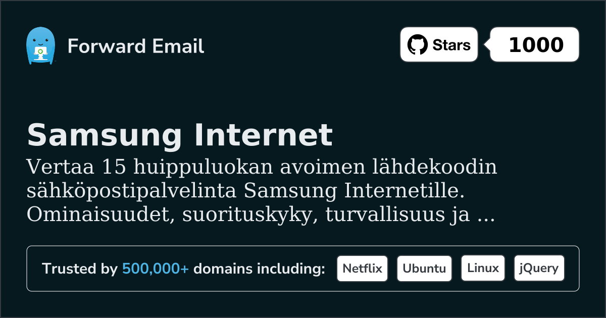 15 Huippuluokan Avoimen Lähdekoodin Sähköpostipalvelinta Samsung Internet|lle 2026