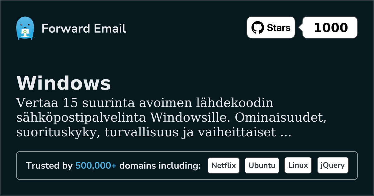 15 Suurta Avoimen Lähdekoodin Sähköpostipalvelinta Windows|lle 2026