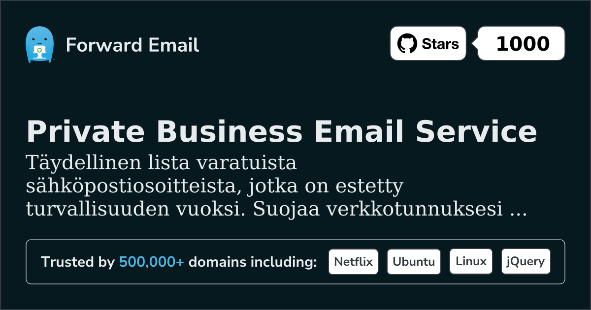 Varatut sähköpostiosoitteet - yli 1250 estettyä osoitetta turvallisuutta varten