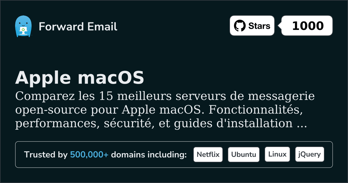 15 meilleurs serveurs de messagerie open source pour Apple macOS 2026