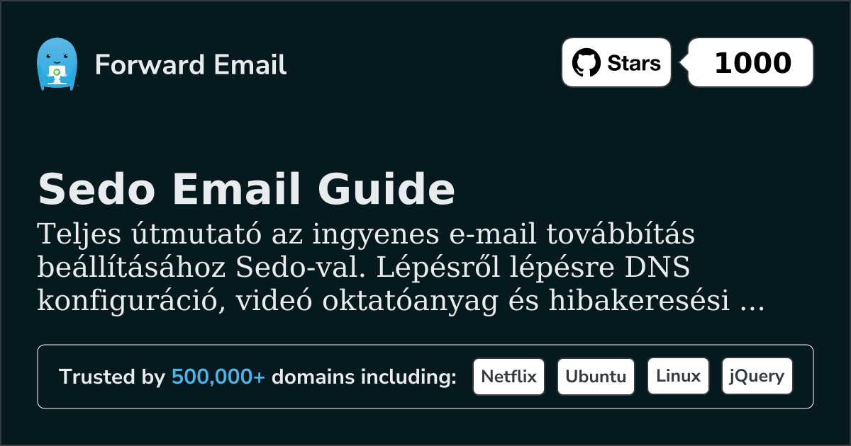 Hogyan állítsd be az e-mailt Sedo segítségével