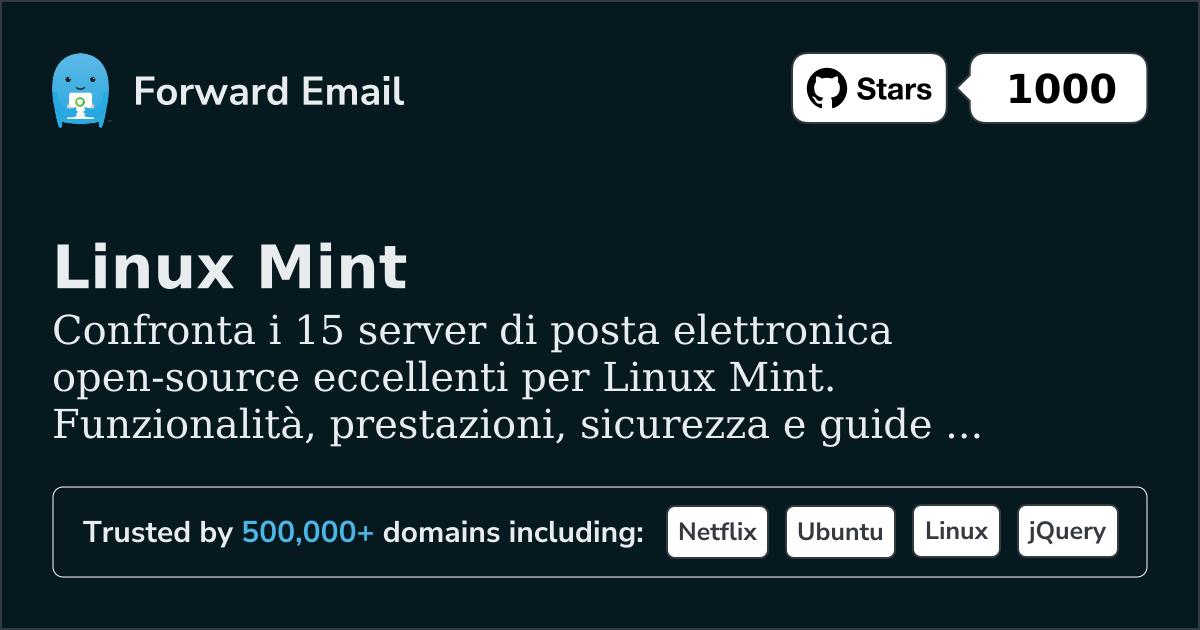 15 Server Email Open Source Eccellenti per Linux Mint 2026