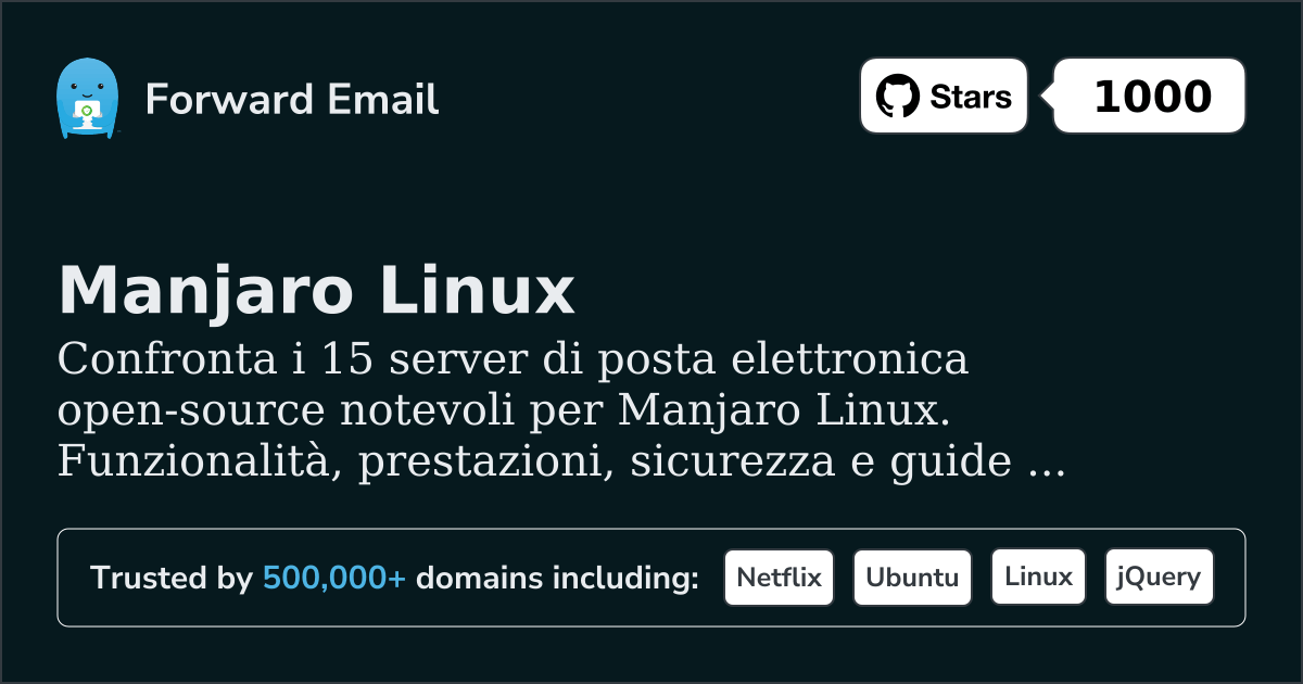 15 Server Email Open Source Notevoli per Manjaro Linux 2026