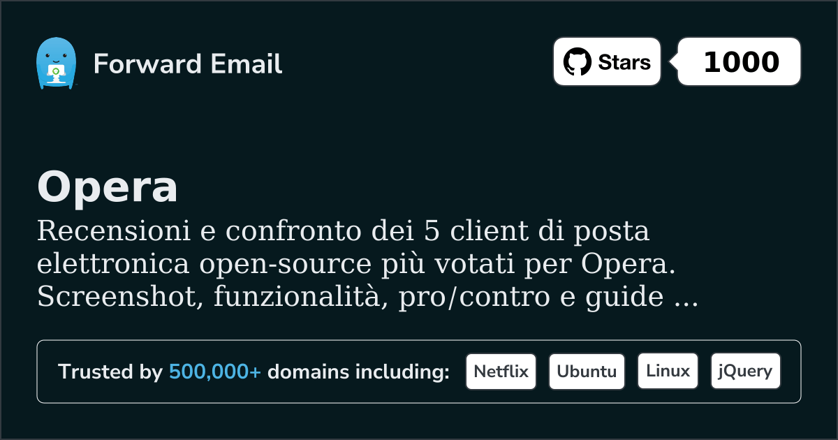 5 Client Email Open Source Più Votati per Opera 2026