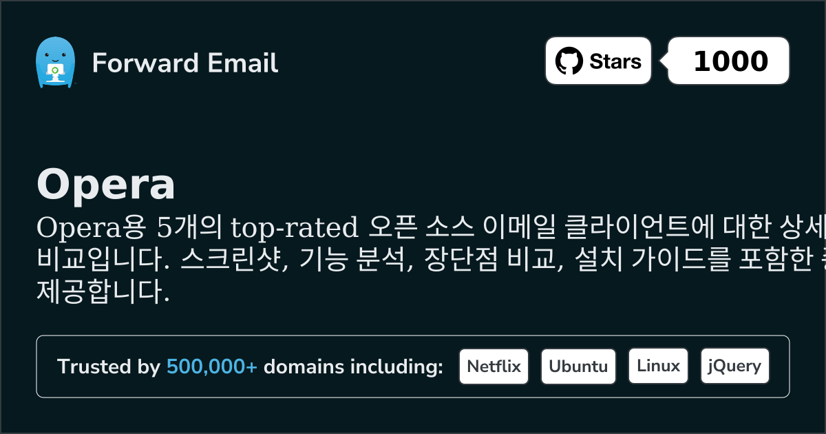 Opera 2026용 5가지 최고 평점 오픈 소스 이메일 클라이언트