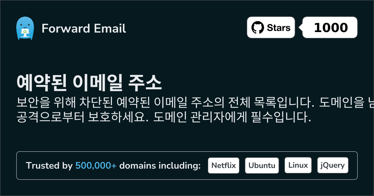 예약된 이메일 주소 - 보안을 위한 1250+ 차단된 주소