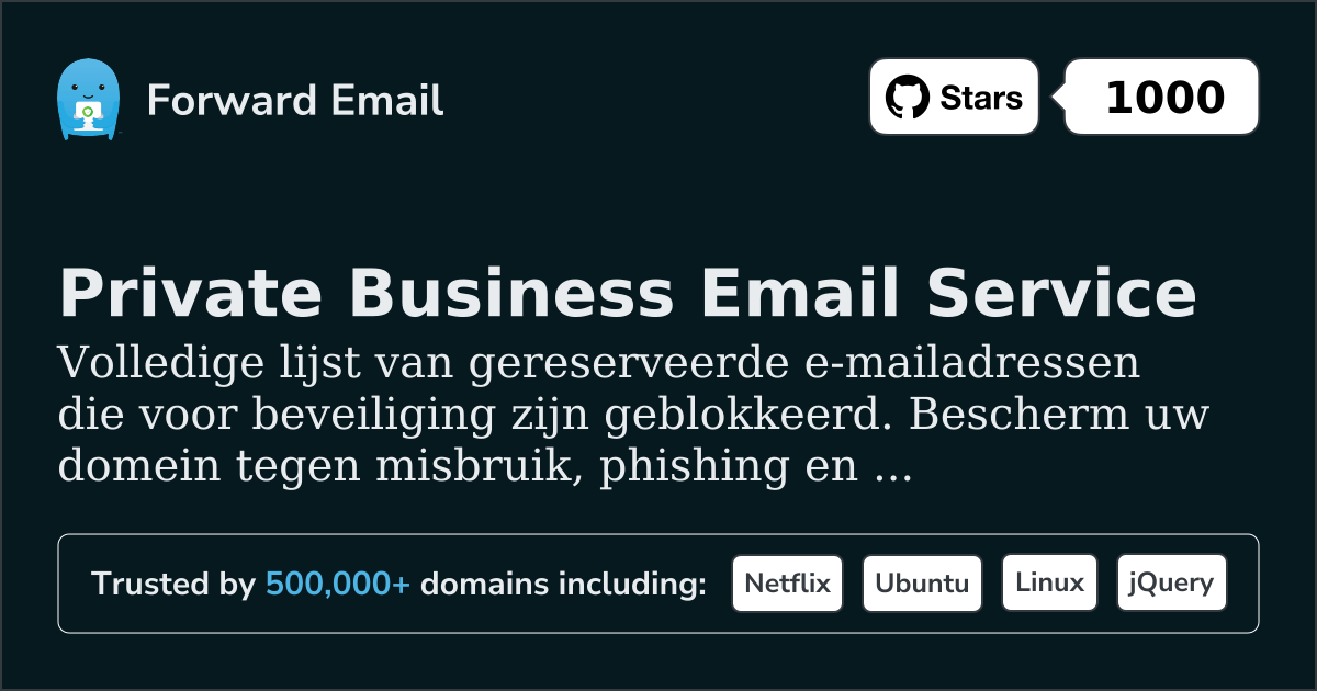 Gereseveerde e-mailadressen - 1250+ geblokkeerde adressen voor beveiliging