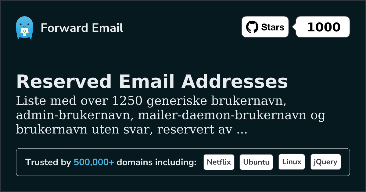Reserverte e-postadresser