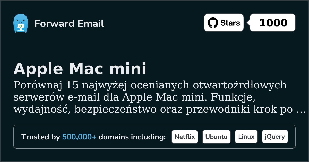 15 najwyżej ocenianych otwartoźródłowych serwerów e-mail dla Apple Mac mini 2026