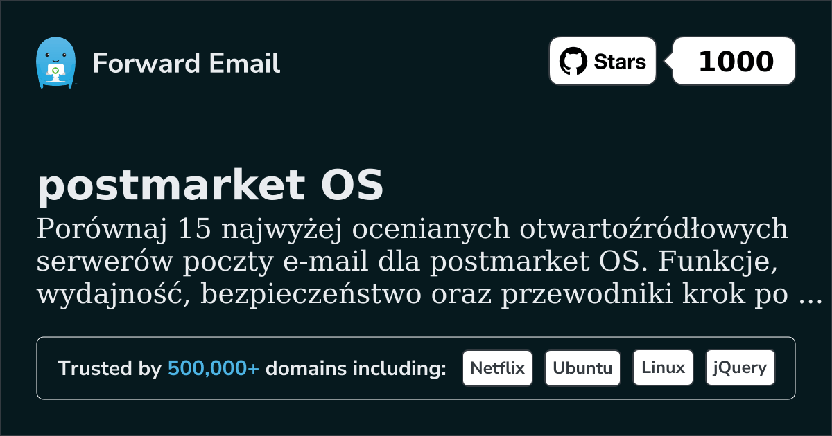 15 Najwyżej Ocenianych Otwartoźródłowych Serwerów E-mail dla postmarket OS 2026