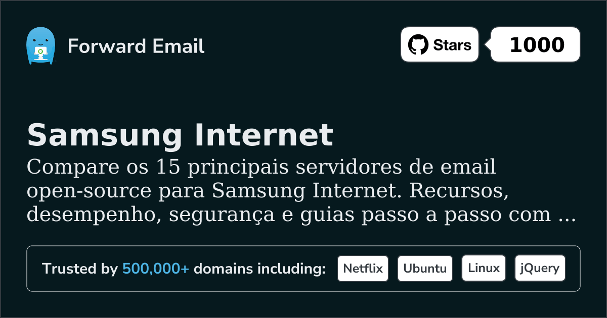 15 Principais Servidores de Email Open Source para Samsung Internet 2026