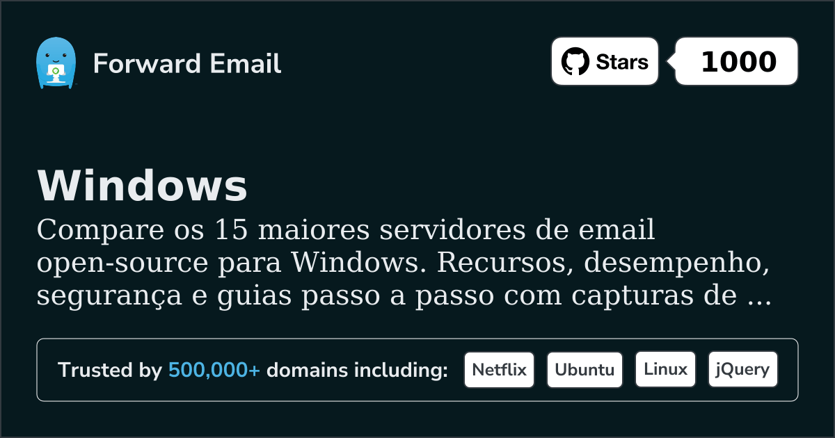 15 Maiores Servidores de Email Open Source para Windows 2026