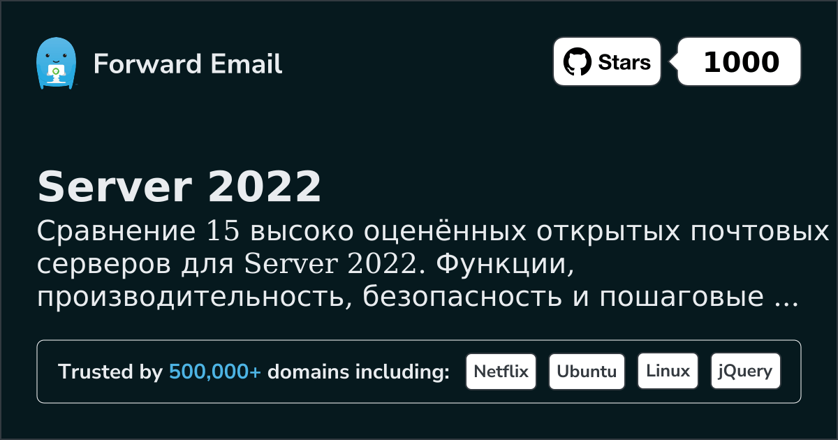 15 высокооценённых открытых почтовых серверов для Server 2022 2026