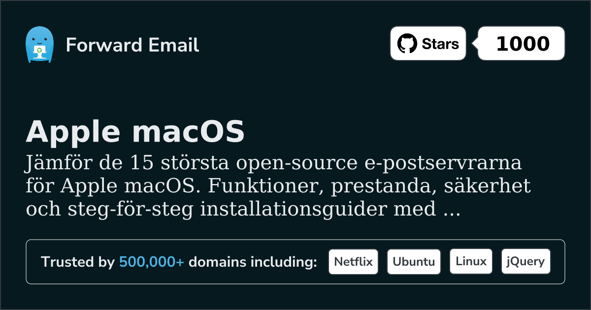 15 Största Open Source E-postservrar för Apple macOS 2026