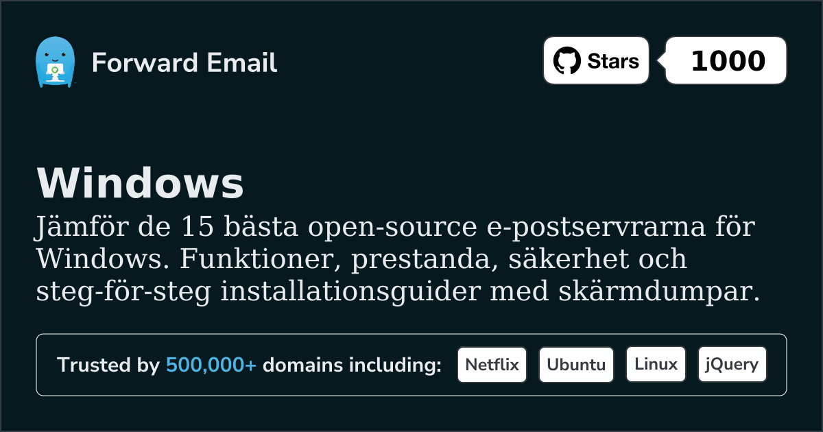 15 Bästa Open Source E-postservrar för Windows 2026