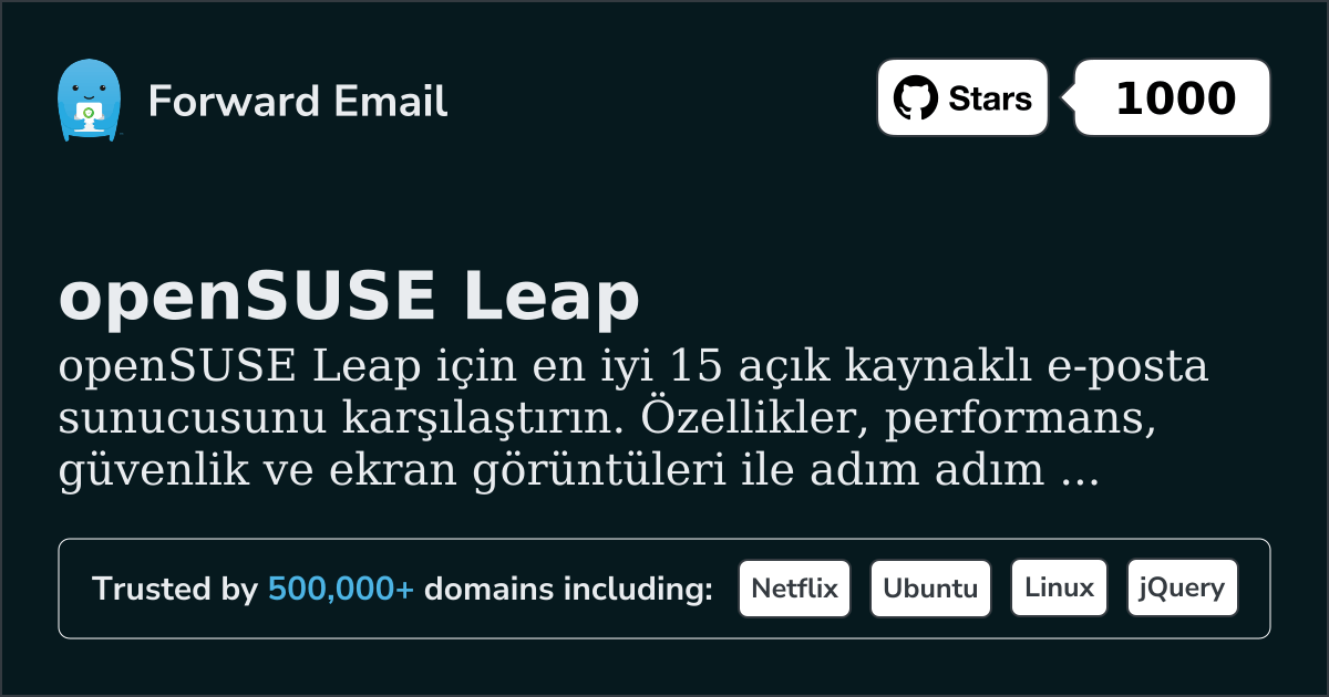 15 En Üst Düzey Açık Kaynak E-posta Sunucusu openSUSE Leap 2026 için
