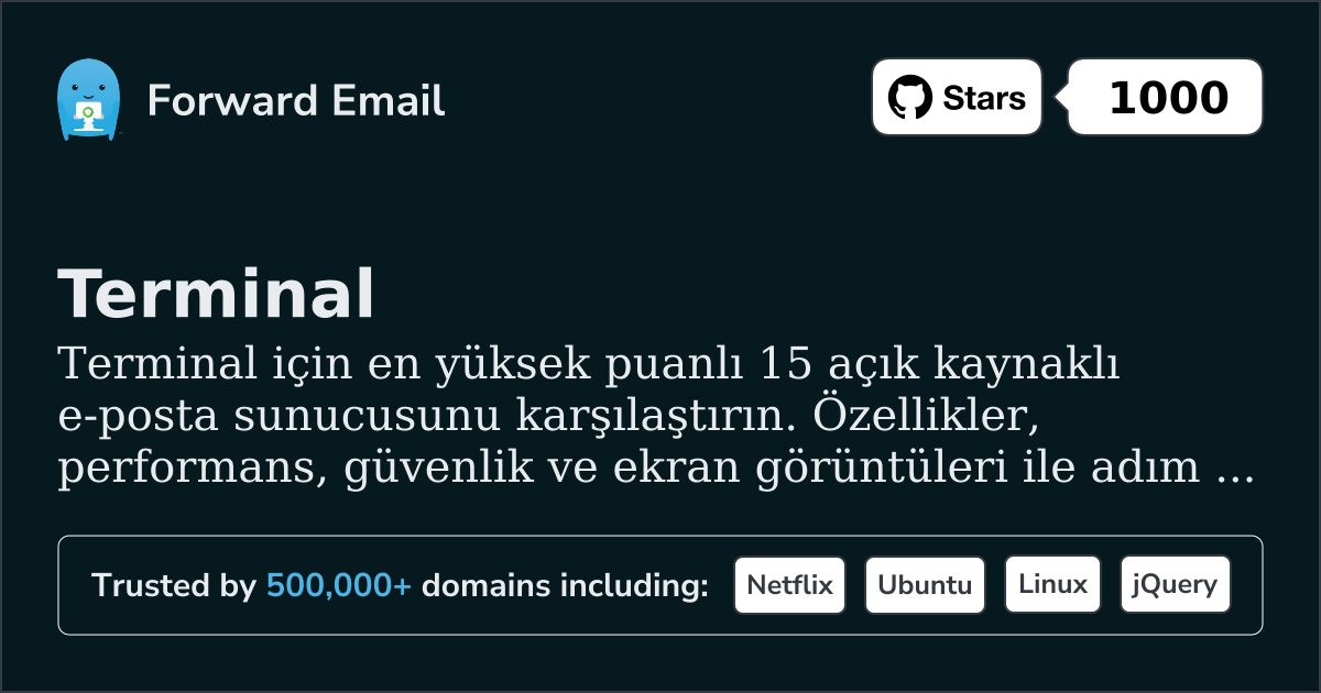 15 En Yüksek Puanlı Açık Kaynak E-posta Sunucusu Terminal 2026 için