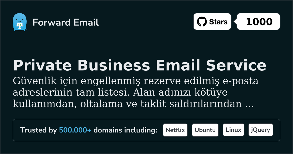 Rezerve Edilmiş E-posta Adresleri - Güvenlik için 1250+ Engellenmiş Adres