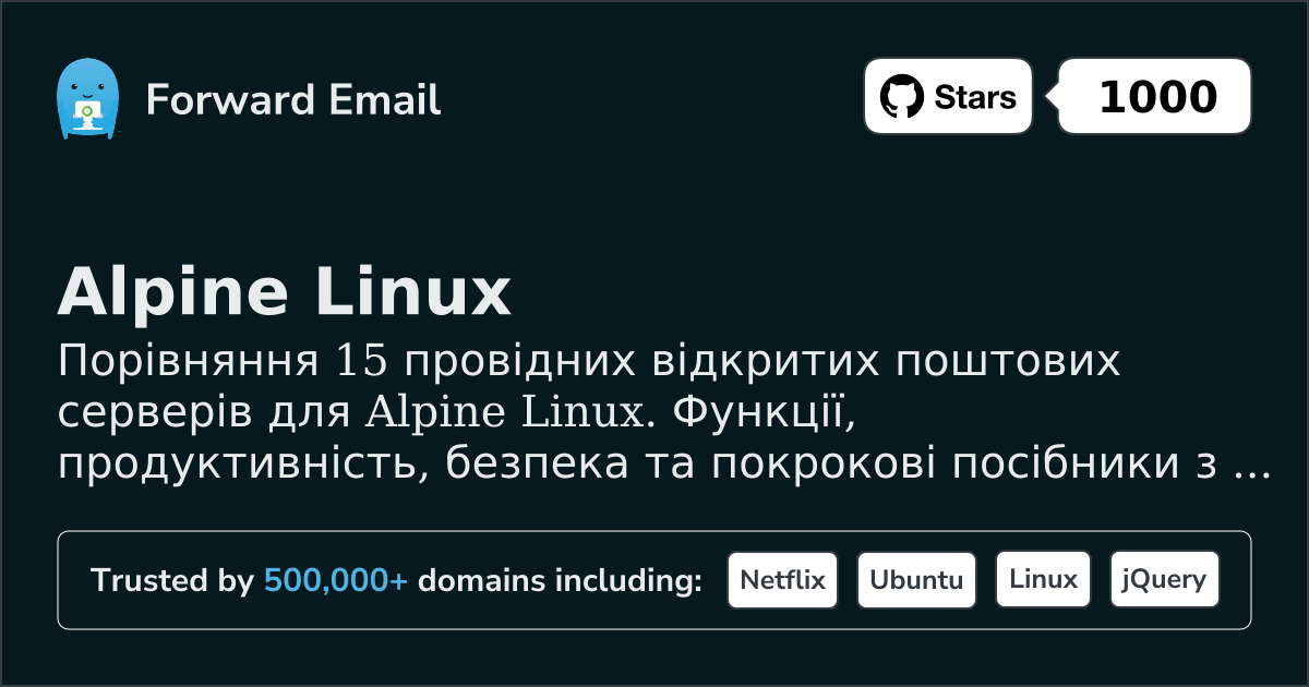 15 найкращих відкритих поштових серверів для Alpine Linux 2026