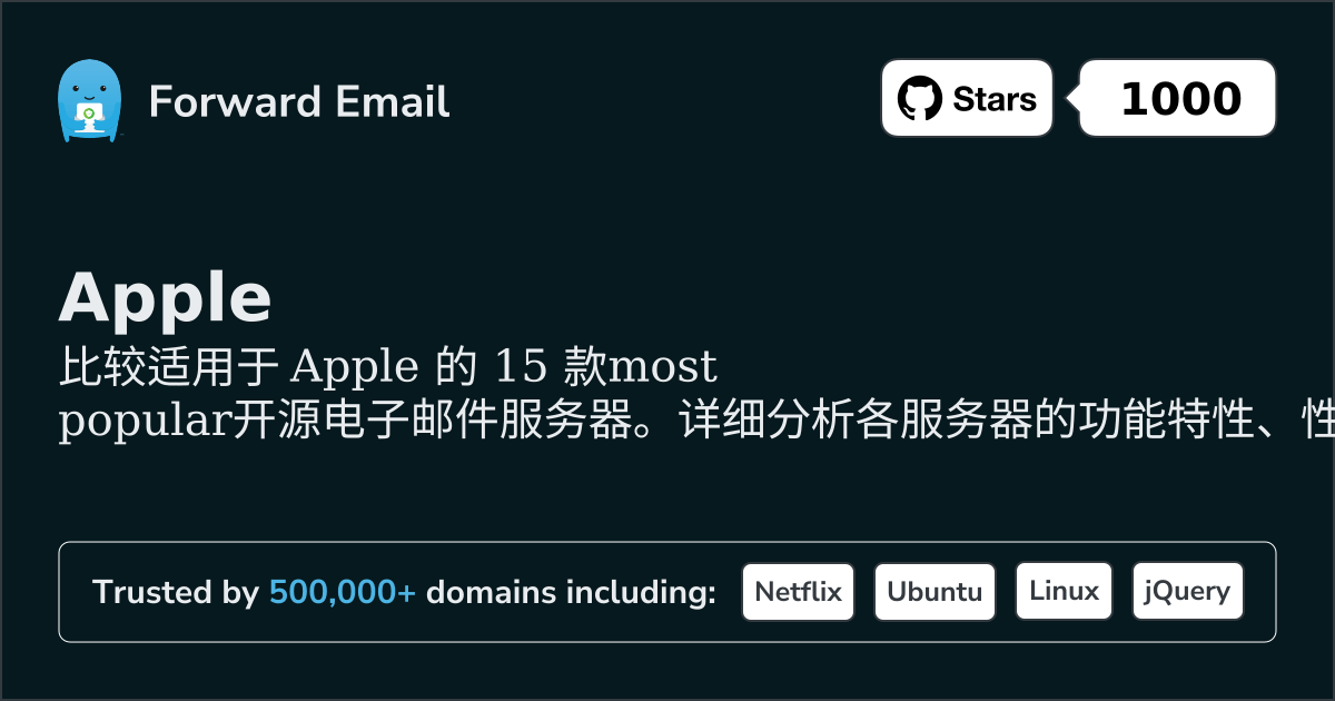 2026年Apple最受欢迎15款开源邮件服务器